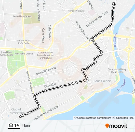 14 Bus Line Map