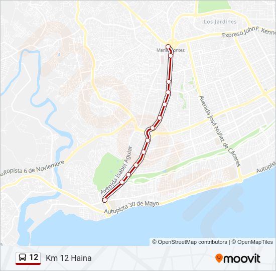 Mapa de 12 de autobús