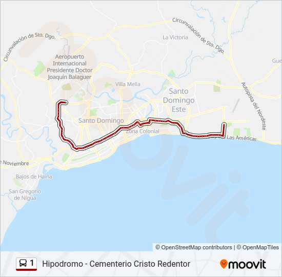 Mapa de 1 de autobús