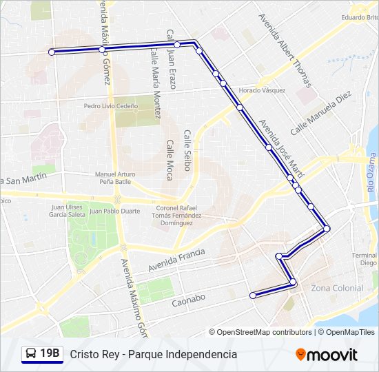 Mapa de 19B de autobús