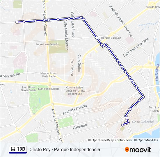 Mapa de 19B de autobús