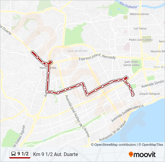 Mapa de 9 1/2 de autobús