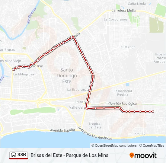 38B Bus Line Map