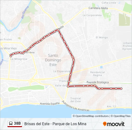 38B Bus Line Map