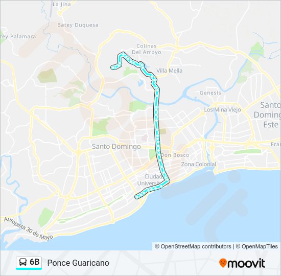 Mapa de 6B de autobús