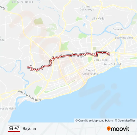 47 Bus Line Map