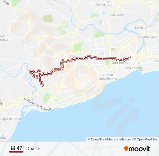47 Bus Line Map