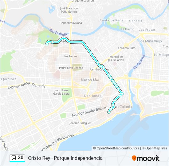 Mapa de 30 de autobús