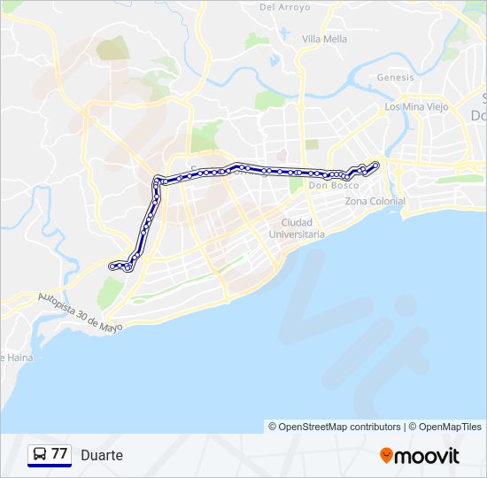 Mapa de 77 de autobús