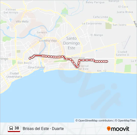 38 Bus Line Map