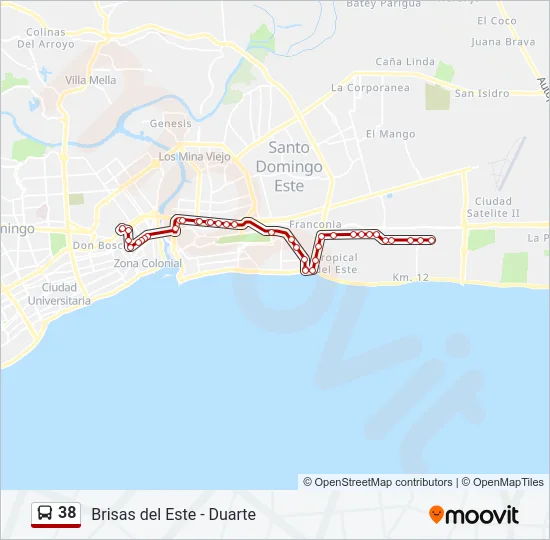 38 Bus Line Map