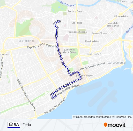 Mapa de 8A de autobús