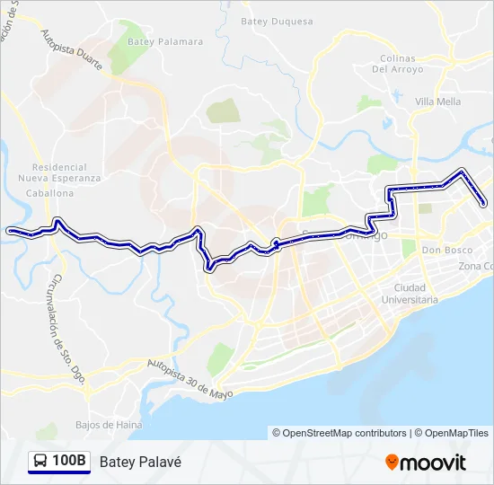 100B Bus Line Map