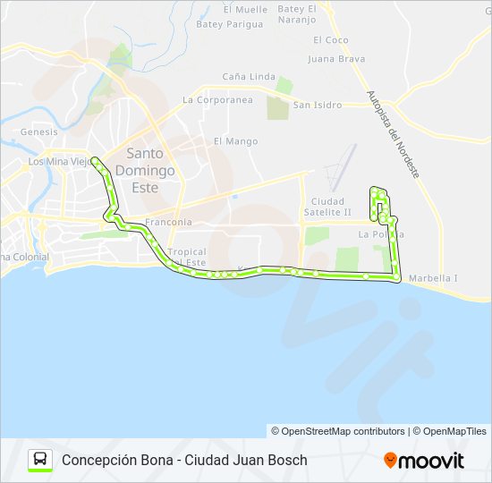 Mapa de CONCEPCIÓN BONA - CIUDAD JUAN BOSCH de autobús