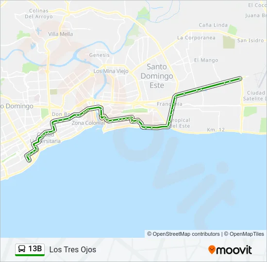 13B Bus Line Map