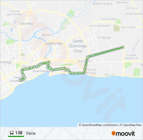 13B Bus Line Map
