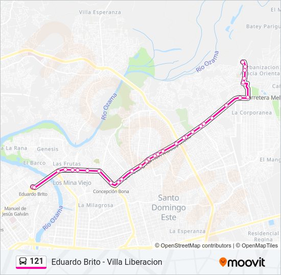 Mapa de 121 de autobús