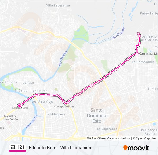 Mapa de 121 de autobús