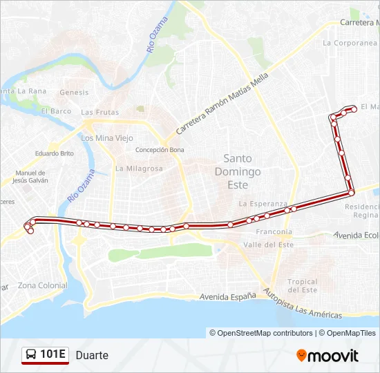 101E Bus Line Map