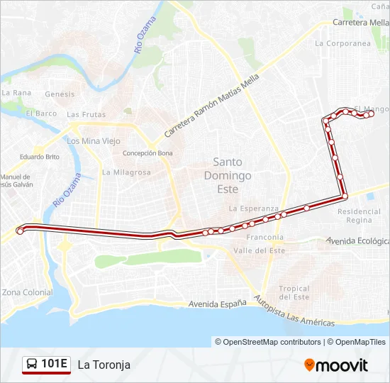 101E Bus Line Map