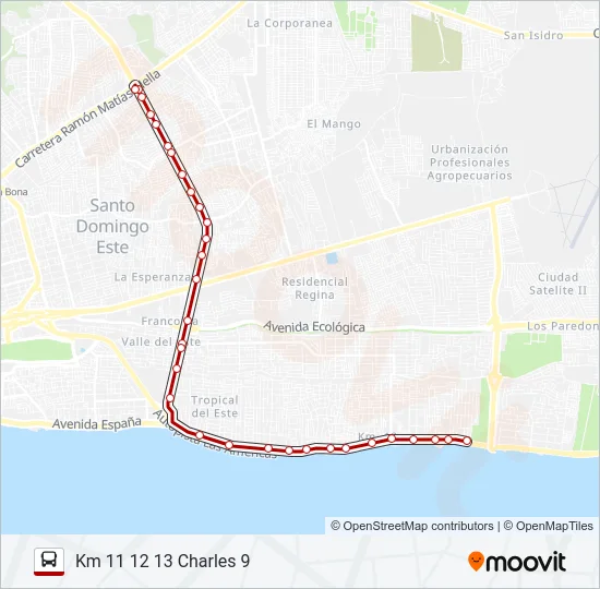 KM 11 12 13 Bus Line Map