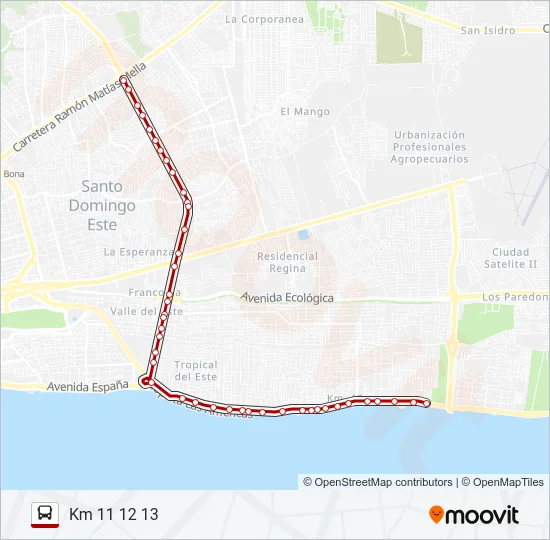 KM 11 12 13 Bus Line Map