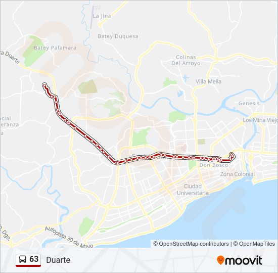 Mapa de 63 de autobús