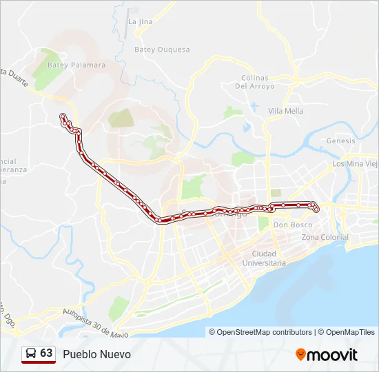 63 Bus Line Map