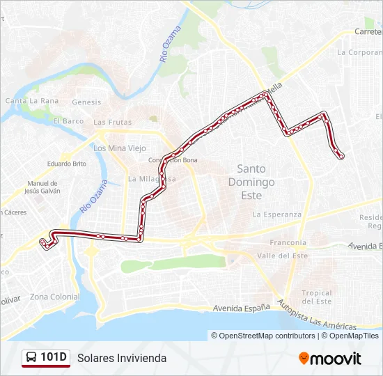 101D Bus Line Map