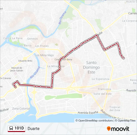 101D Bus Line Map