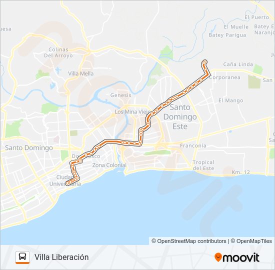 Mapa de PERLA VILLA 96B de autobús