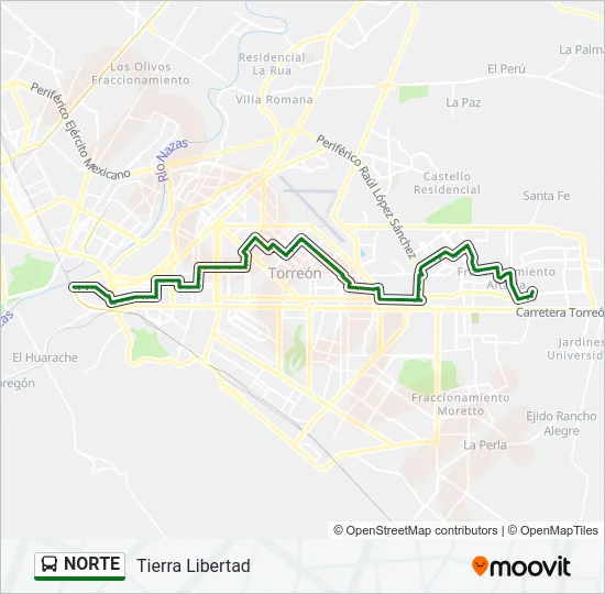 NORTE Bus Line Map
