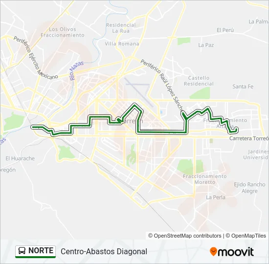 Mapa de NORTE de autobús