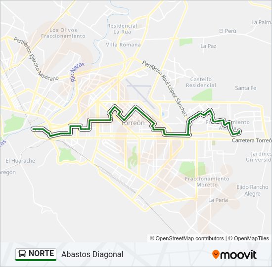 Mapa de NORTE de autobús