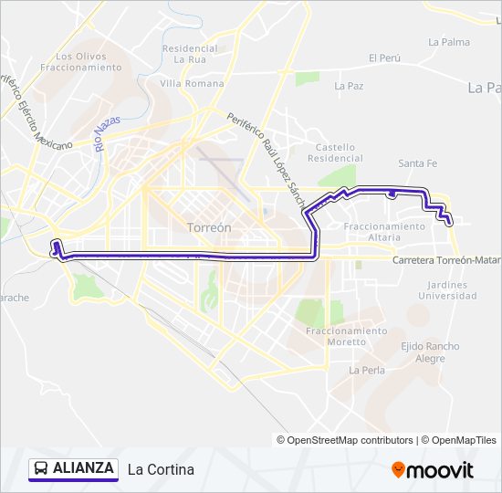 Mapa de ALIANZA de autobús