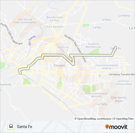 Mapa de SANTA FÉ de autobús