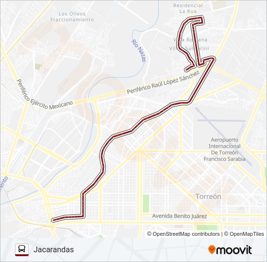 Mapa de JACARANDAS de autobús