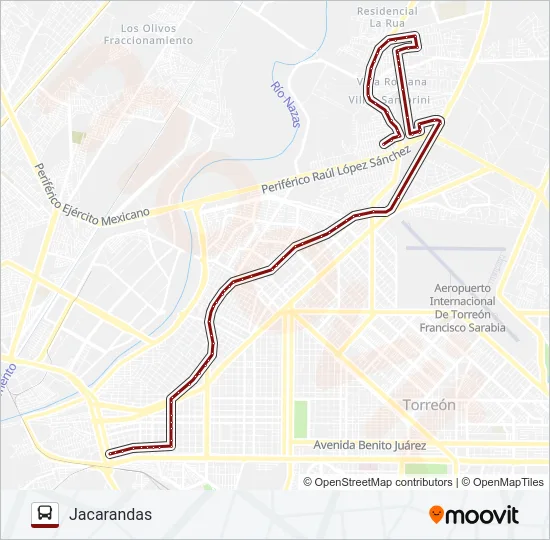 Mapa de JACARANDAS de autobús