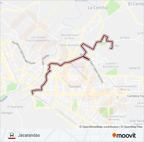 JACARANDAS Bus Line Map