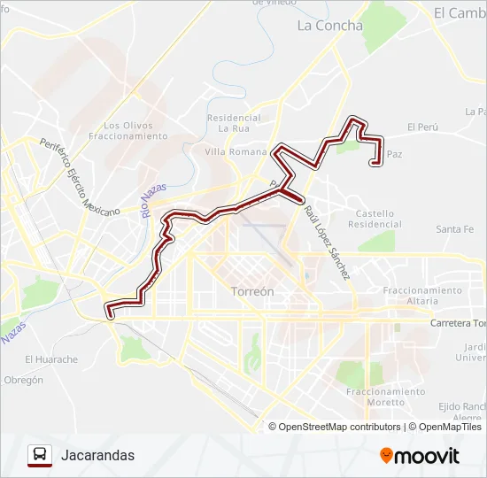 JACARANDAS Bus Line Map