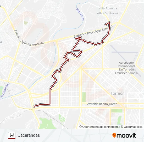 Mapa de JACARANDAS de autobús