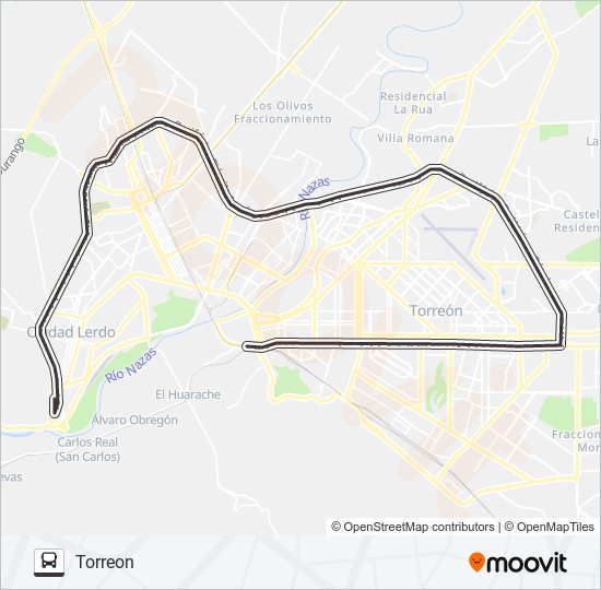 Ruta periférico horarios, paradas y mapas Torreon (Actualizado)