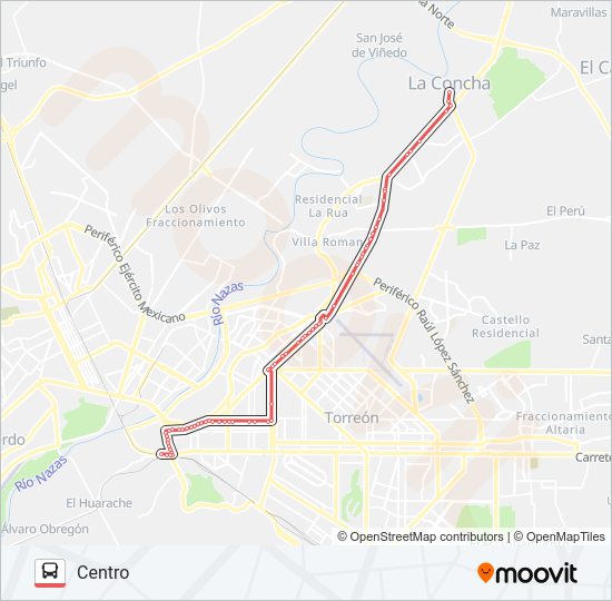 Mapa de LA CONCHITA de autobús
