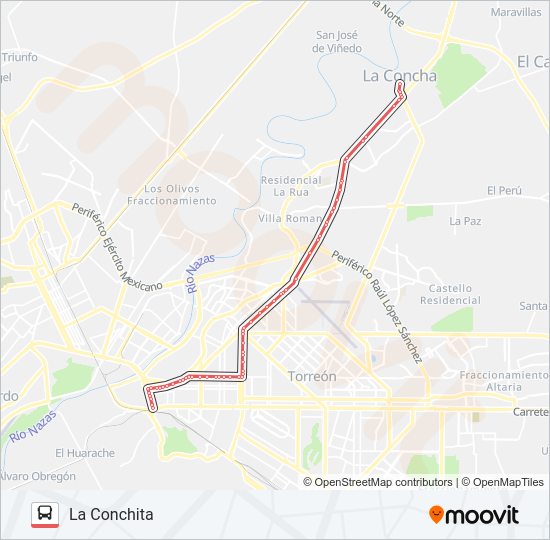 Mapa de LA CONCHITA de autobús