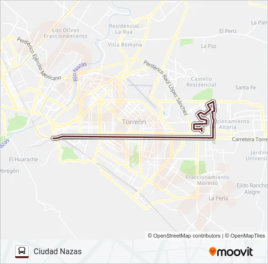 CIUDAD NAZAS Bus Line Map
