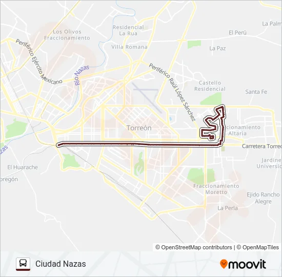 CIUDAD NAZAS Bus Line Map