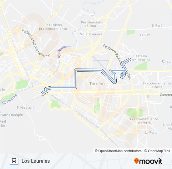 LOS LAURELES Bus Line Map