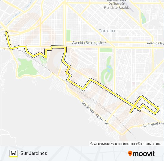 Mapa de SUR JARDINES de autobús
