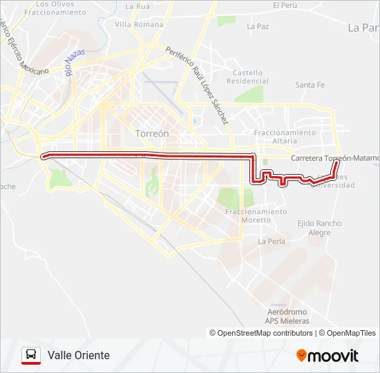VALLE ORIENTE Bus Line Map
