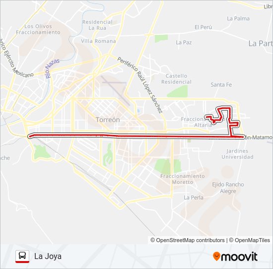 Mapa de LA JOYA - ALIANZA de autobús